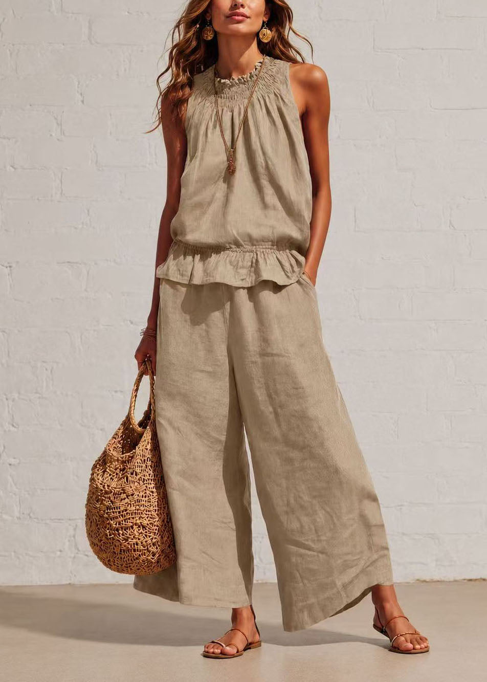 Dame To-delt Sett Cold Shoulder Casual Sommer Stil 3