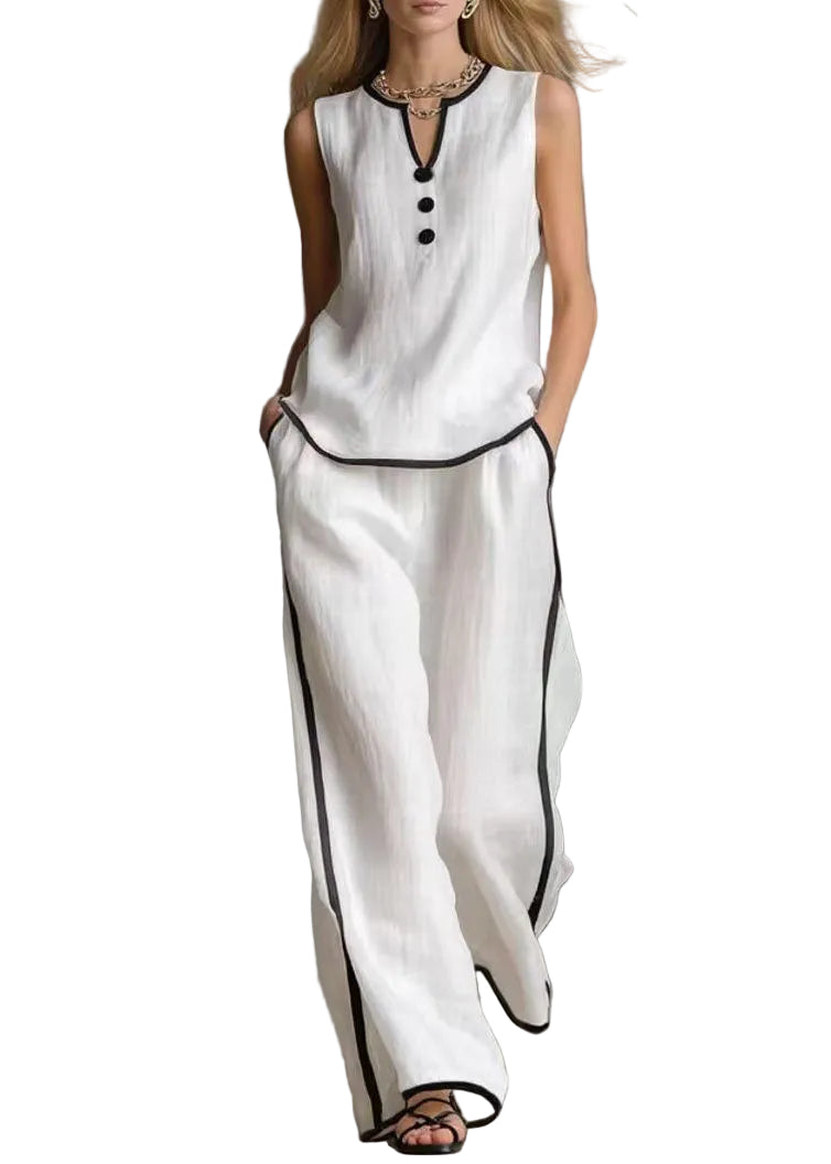 Dame To-delt Sett V-hals Patchwork Stil 0