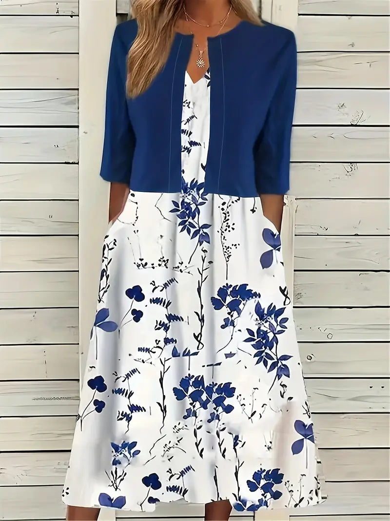 Dame Todelt Kjolesett med Blomsterdesign 10