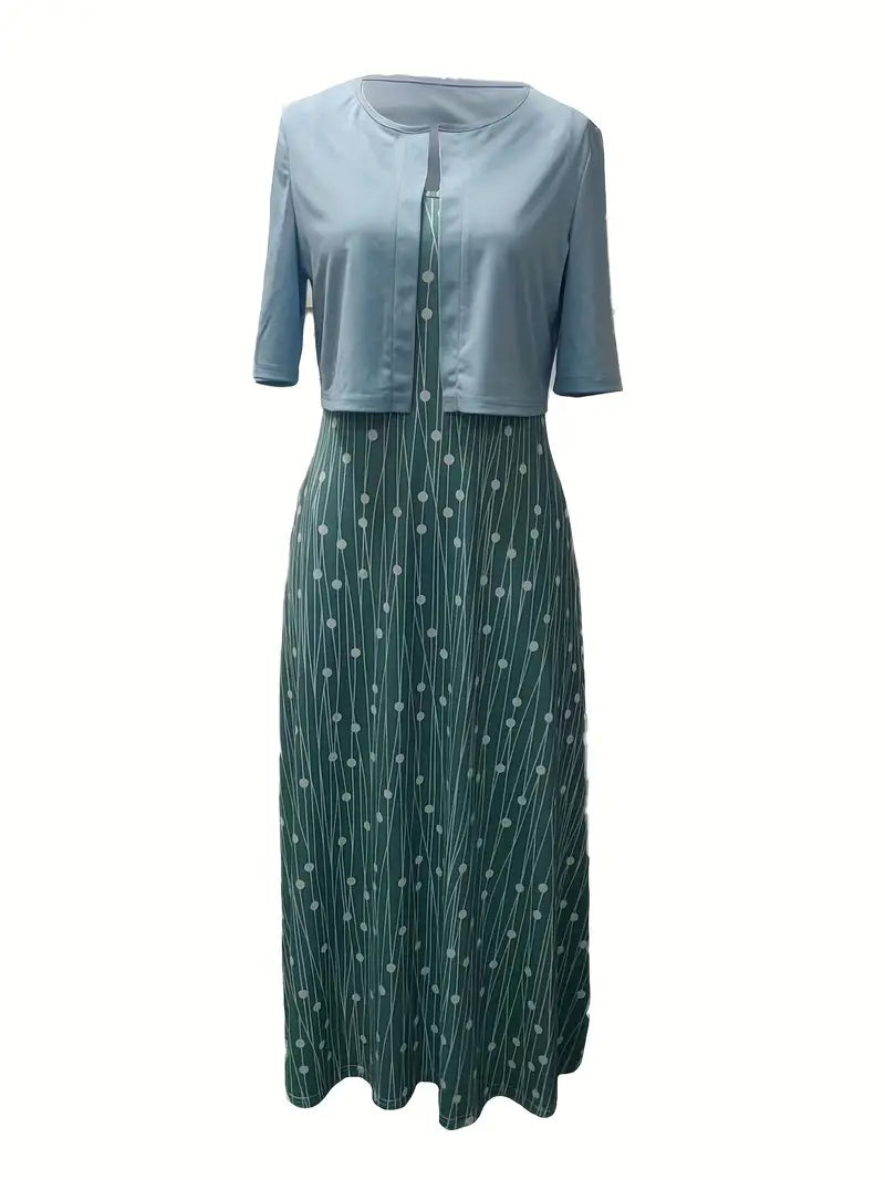 Dame Todelt Kjolesett med Blomsterdesign 4