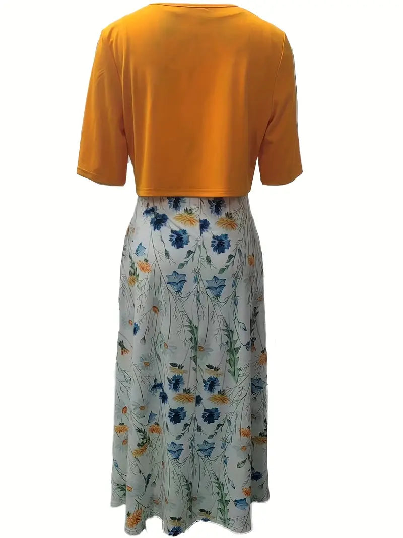 Dame Todelt Kjolesett med Blomsterdesign 5