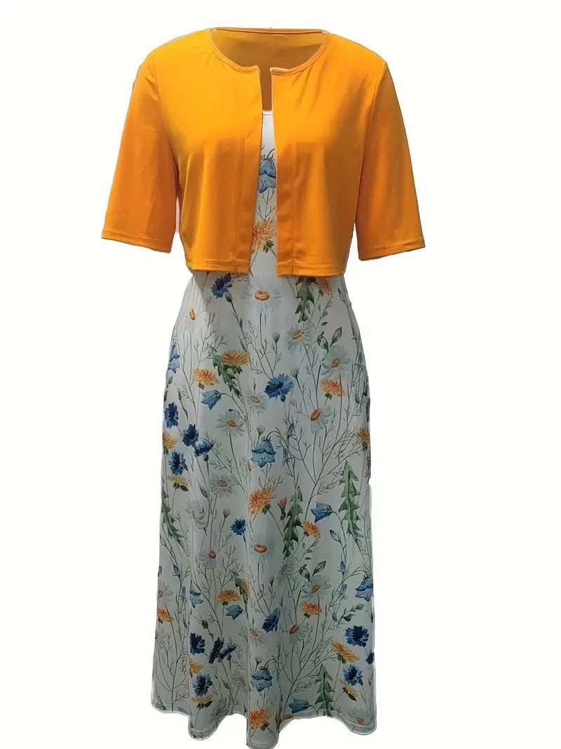 Dame Todelt Kjolesett med Blomsterdesign 6