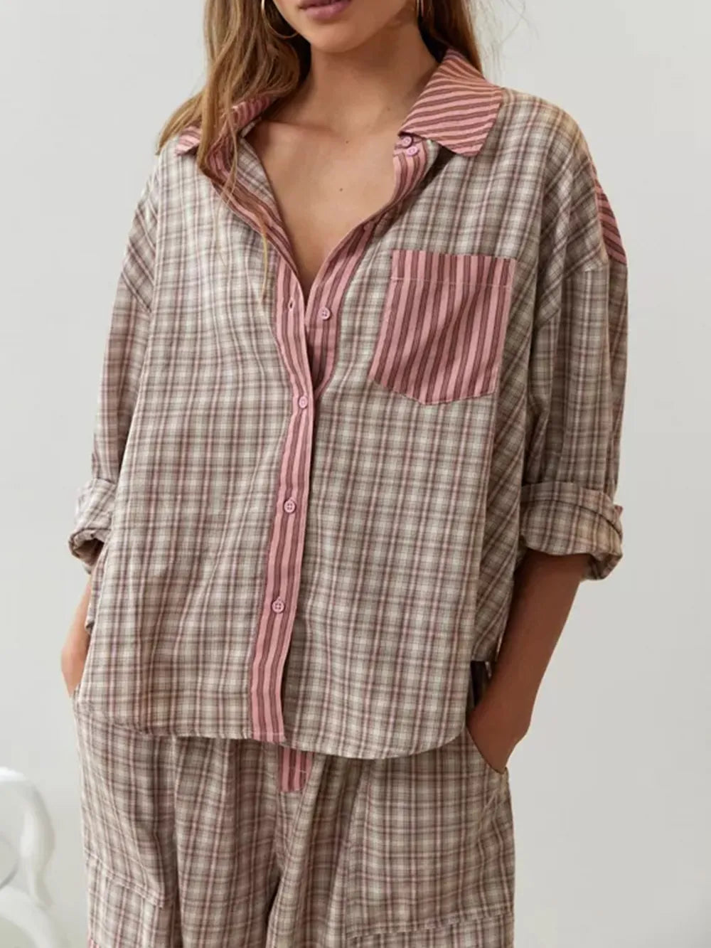 Dame Todelt Pyjamassett Komfortabel Design 5
