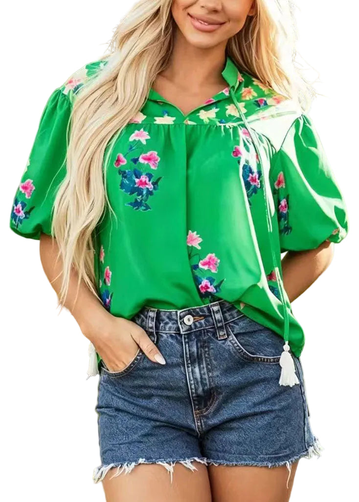 Dame Topp Boho V-hals med Kvaster og Print 0