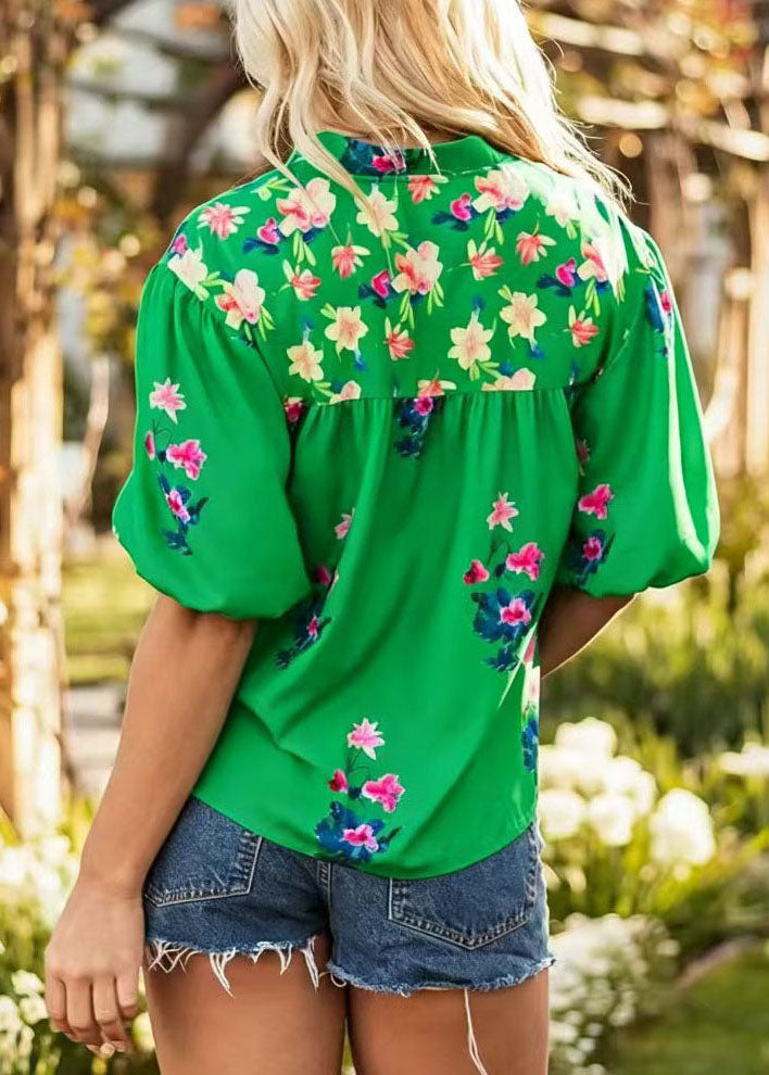 Dame Topp Boho V-hals med Kvaster og Print 1
