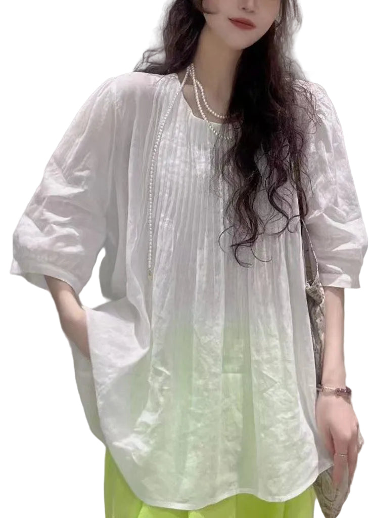 Dame Topp O-hals Rynkete Design 0