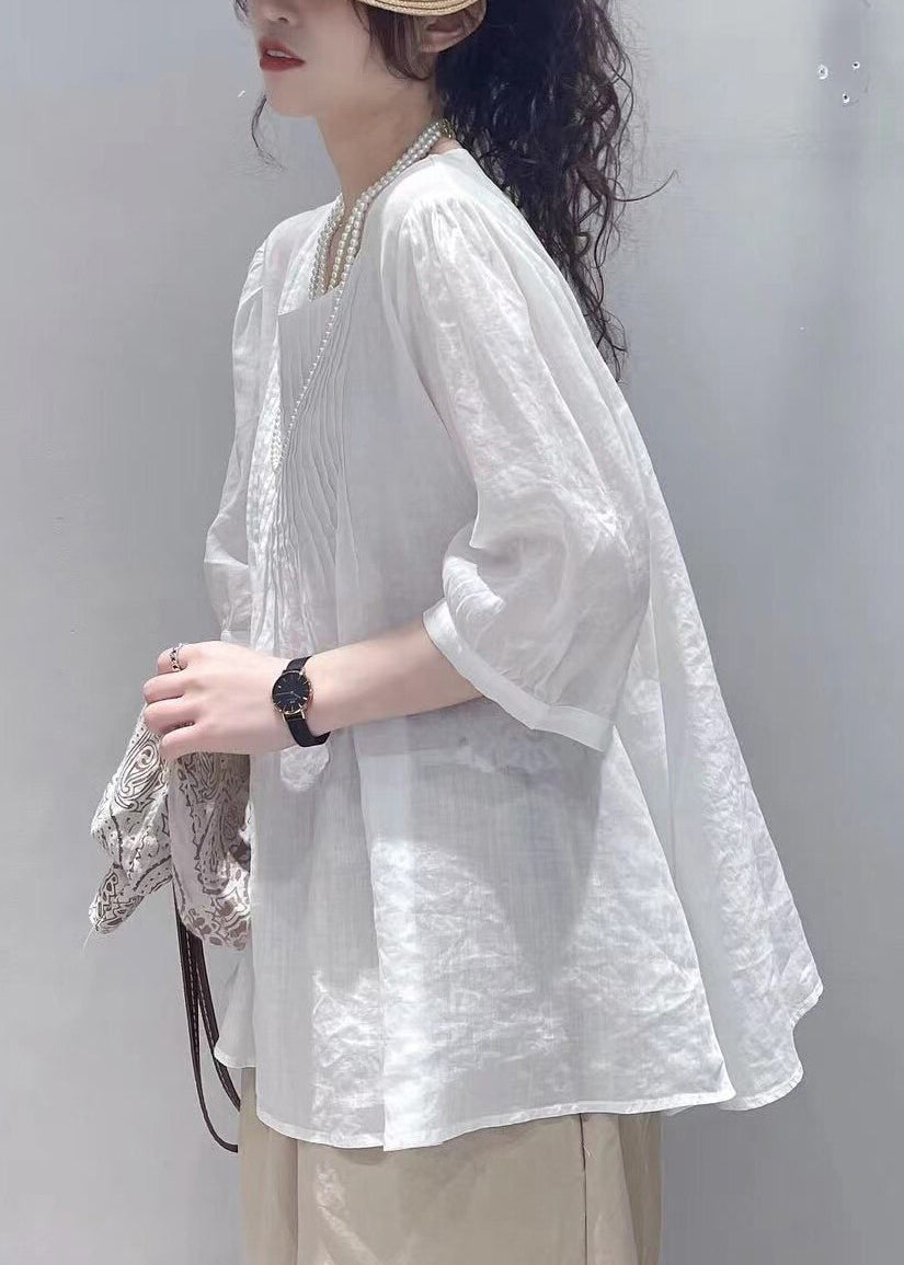 Dame Topp O-hals Rynkete Design 4