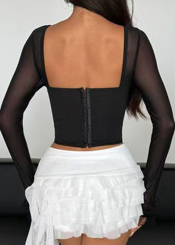 Dame Topp Ryggløs Transparent Sommerstil 4