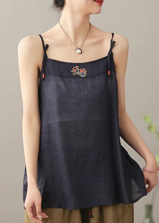 Dame Topp Spaghetti Stropper Brodert Sommerstil 3
