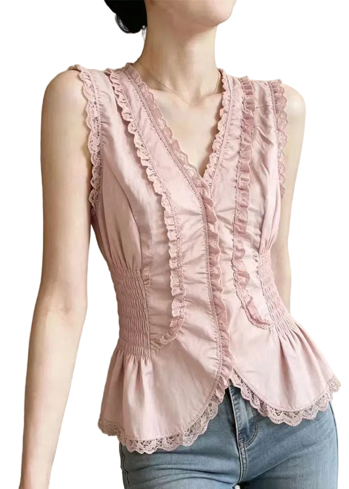 Dame Topp V-hals Patchwork Blonde Sommerstil 0