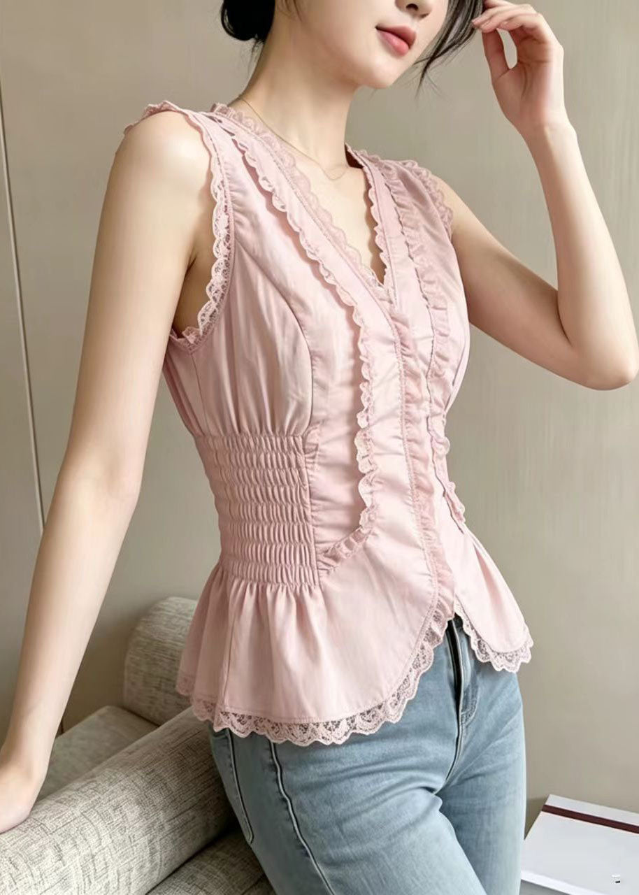 Dame Topp V-hals Patchwork Blonde Sommerstil 1