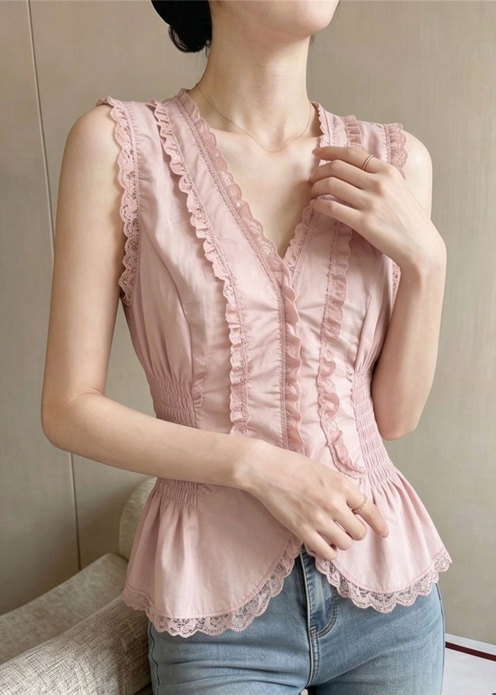 Dame Topp V-hals Patchwork Blonde Sommerstil 2