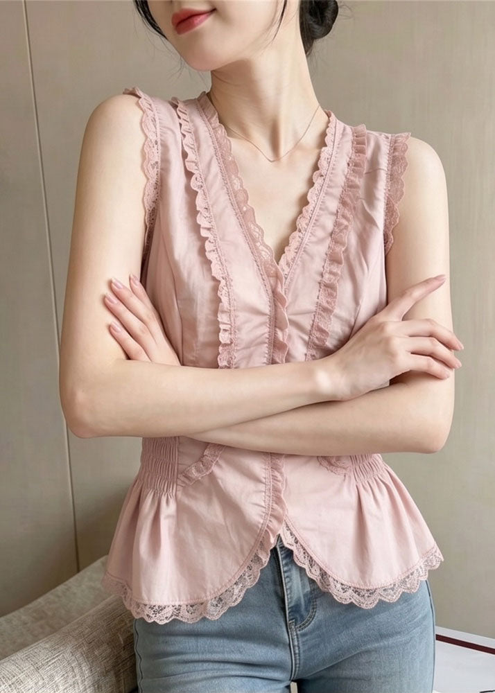 Dame Topp V-hals Patchwork Blonde Sommerstil 3