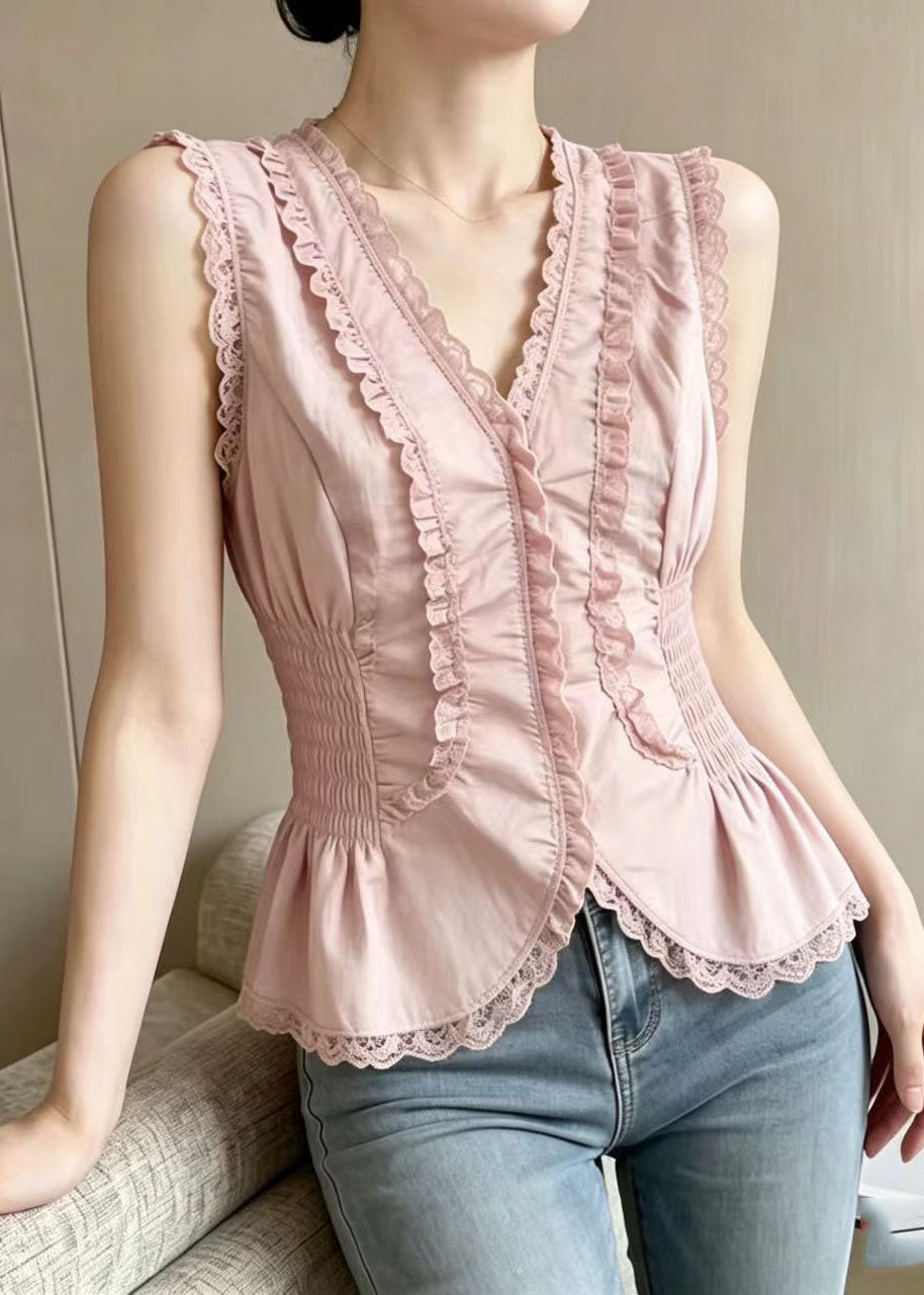 Dame Topp V-hals Patchwork Blonde Sommerstil 4