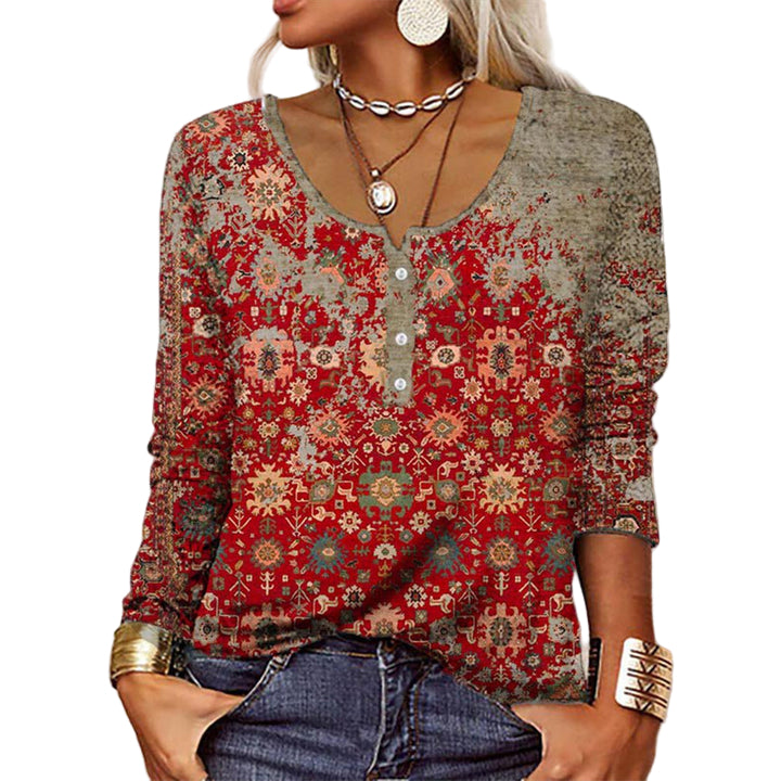 Dame Topp Vintage Design Atmungsaktiv Stoff Casual 0