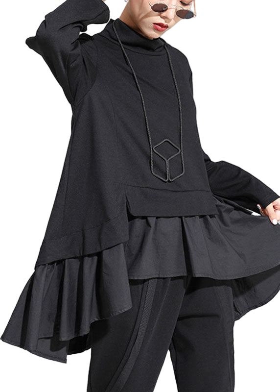 Dame Topp med Asymmetrisk Design og Rysjer 0