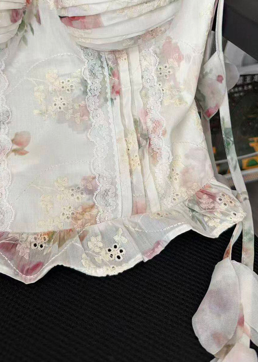 Dame Topp med Spaghettistropper og Blomstermønster 3