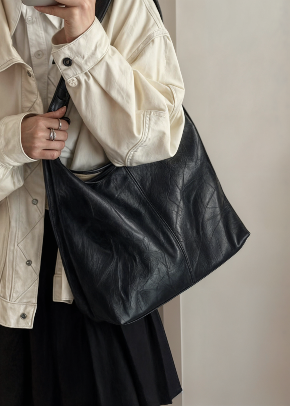 Dame Tote Bag Vintage PU Lær 7