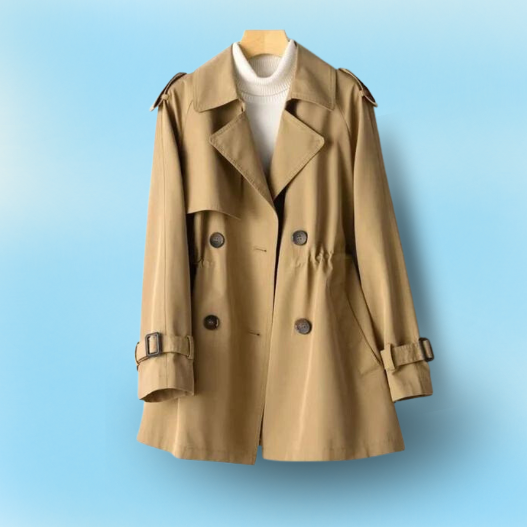 Dame Trench Coat Vintage Dobbeltbrystet Nylon-Blanding 1