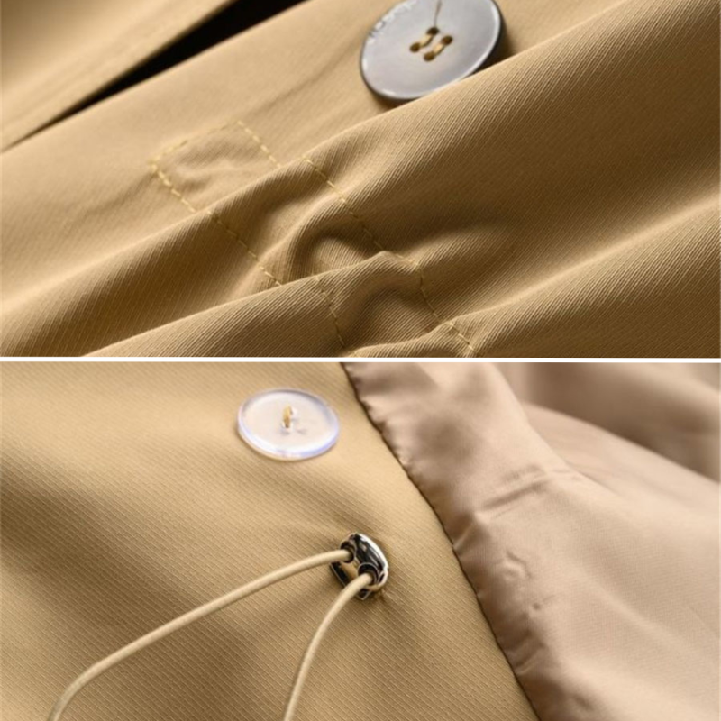 Dame Trench Coat Vintage Dobbeltbrystet Nylon-Blanding 3