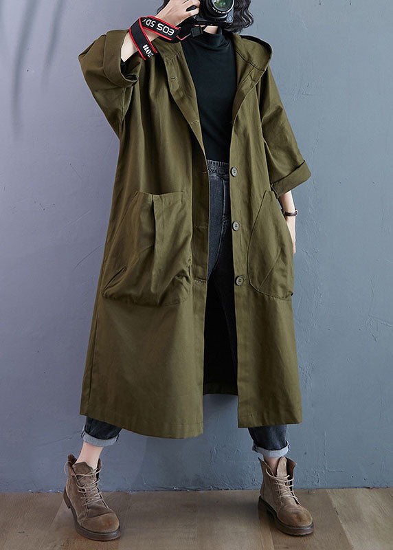 Dame Trench Coat med Hette og Lommer 0