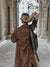 Dame Trenchcoat Suède Look Midi Med Belte 5