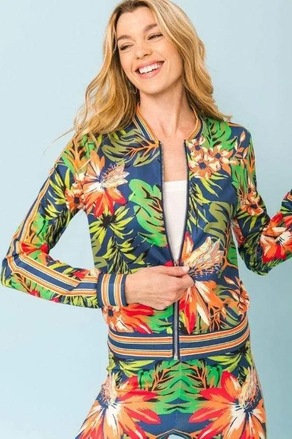 Dame Tropical Vibe Tracksuit Kabelstrikket Lounge Set 3