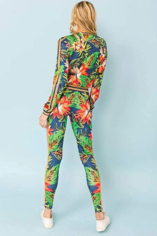 Dame Tropical Vibe Tracksuit Kabelstrikket Lounge Set 4