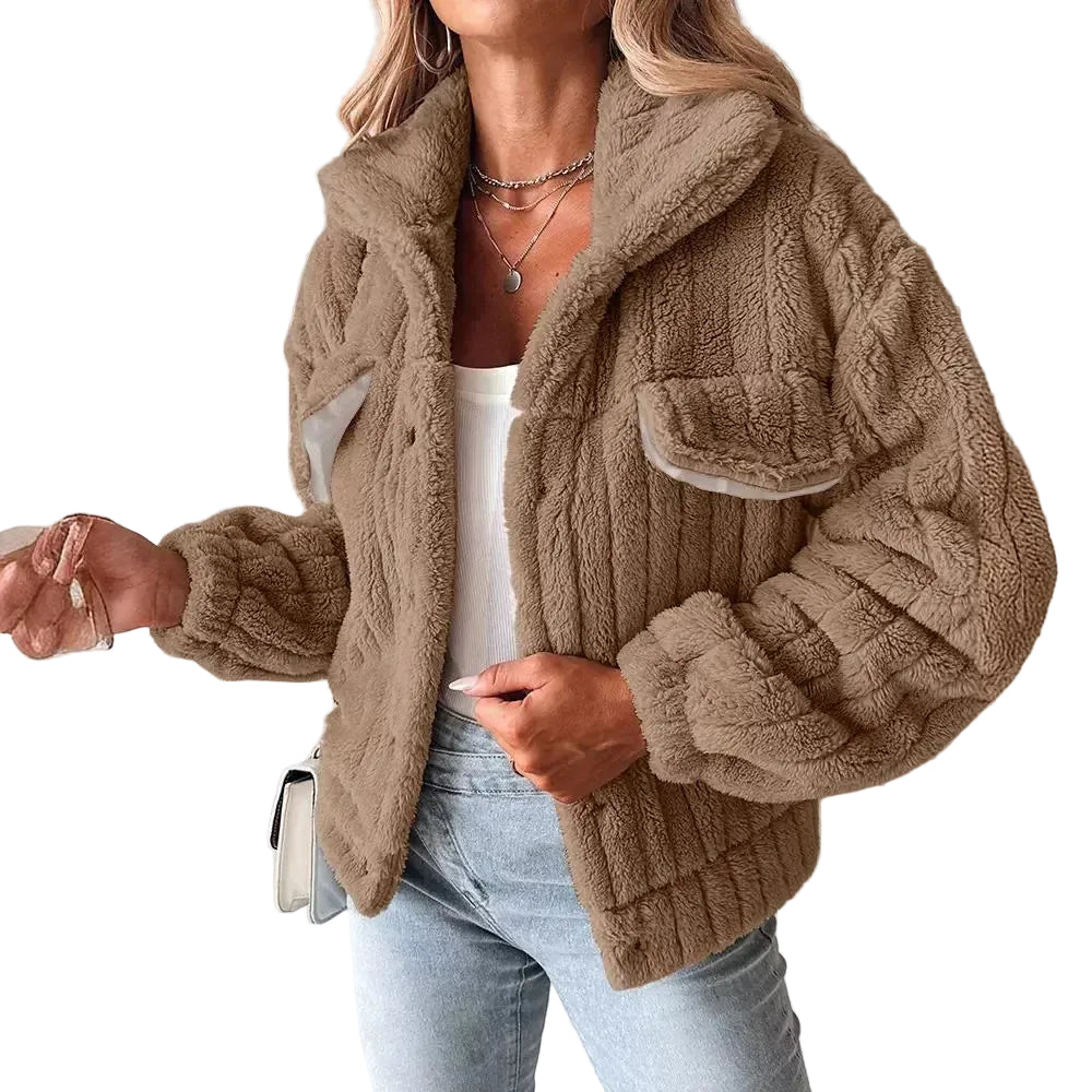Dame Trucker-jakke med Ribbet Design 0