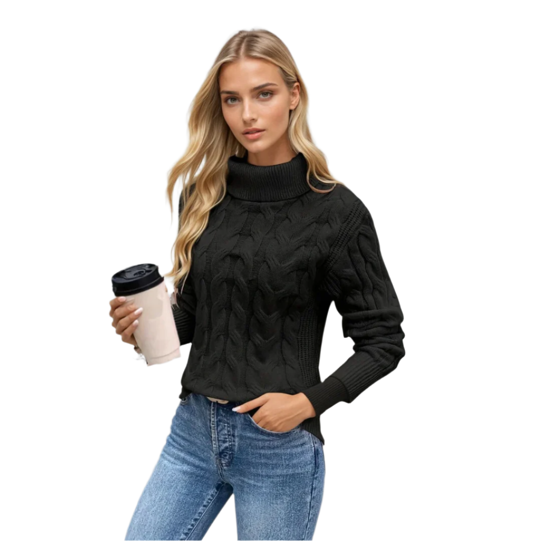 Dame Turtleneck Genser Kabelstrikket 0