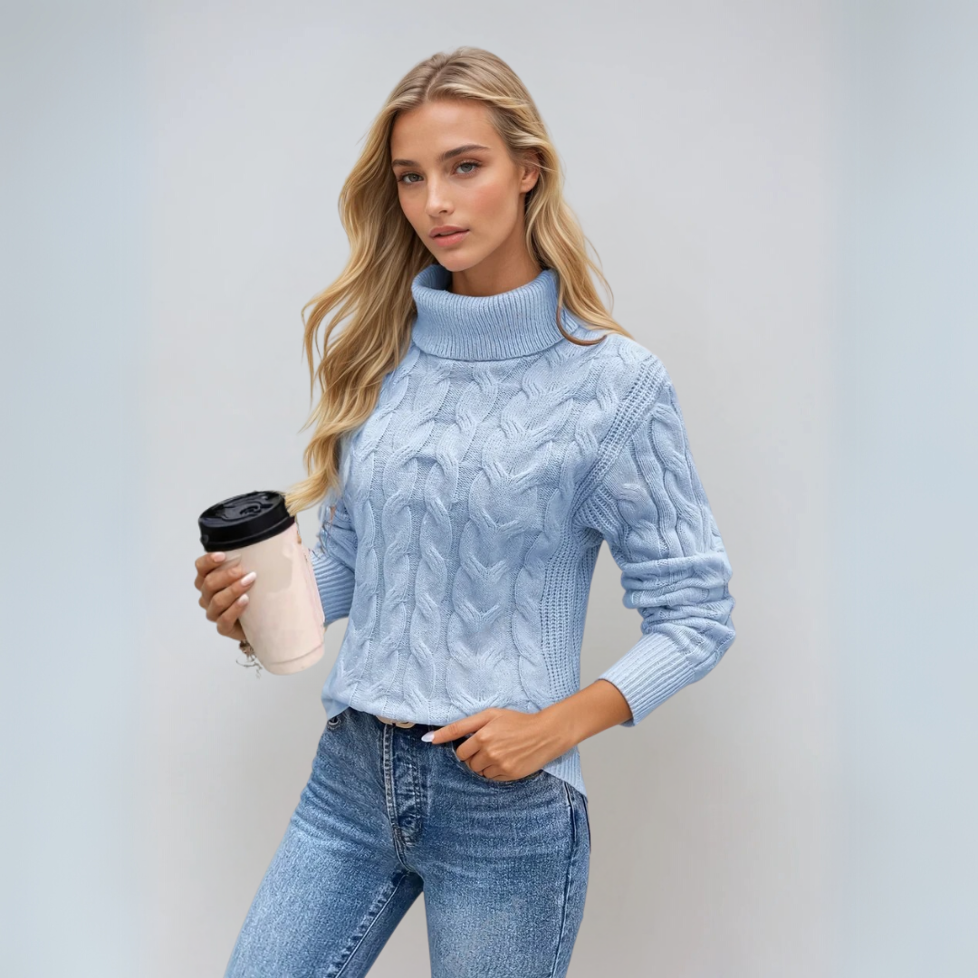 Dame Turtleneck Genser Kabelstrikket 3