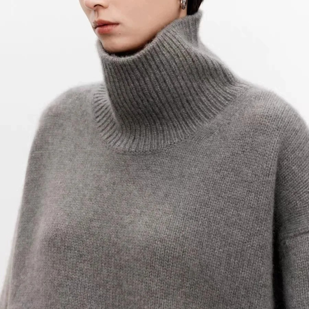 Dame Turtleneck Genser Klassisk Stil Allsidig 3