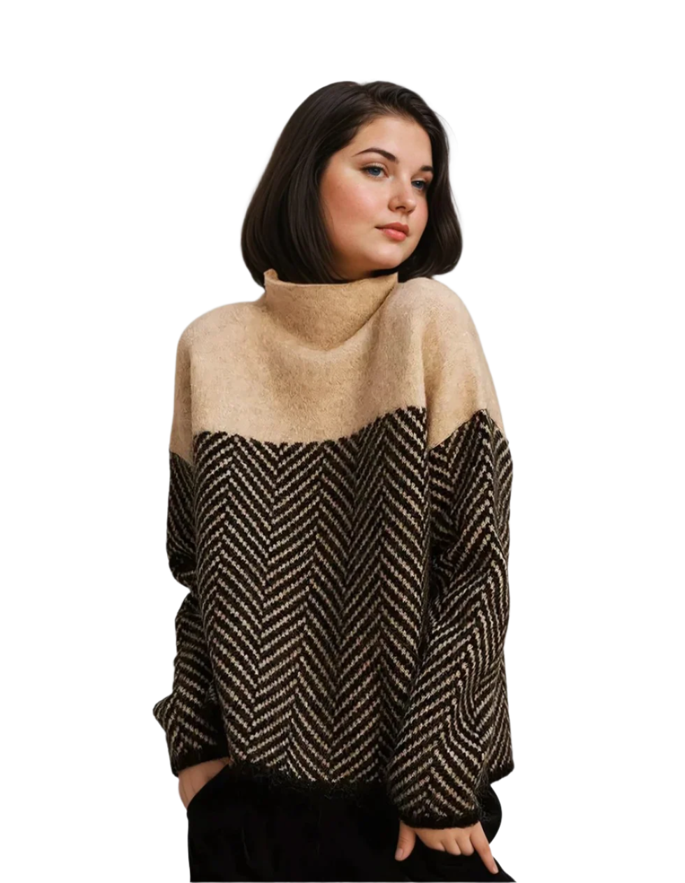 Dame Turtleneck Genser Mønstrete Myk Polyester 0