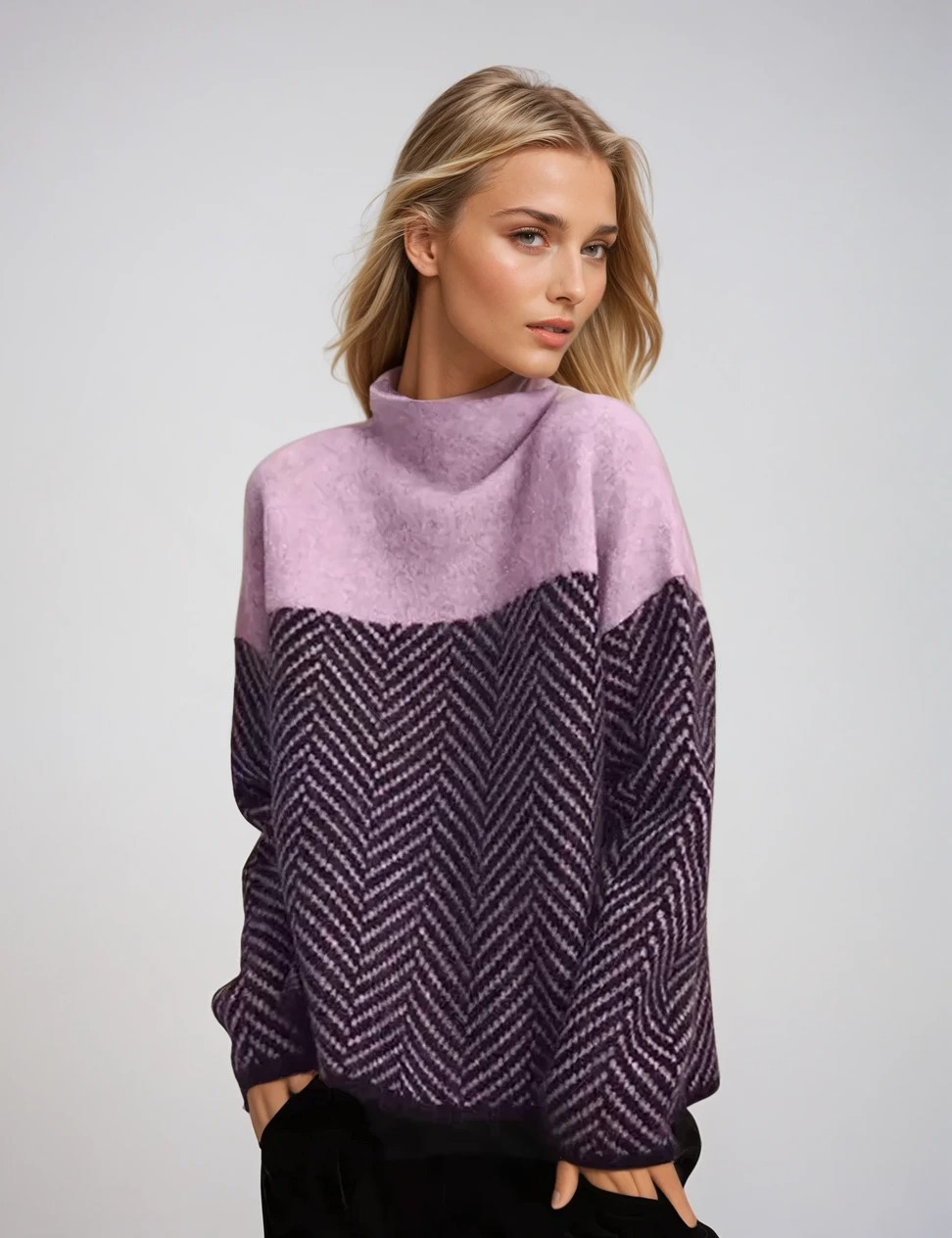 Dame Turtleneck Genser Mønstrete Myk Polyester 2
