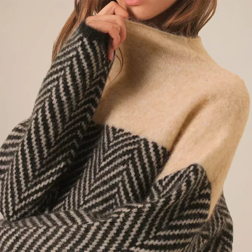 Dame Turtleneck Genser Mønstrete Myk Polyester 3