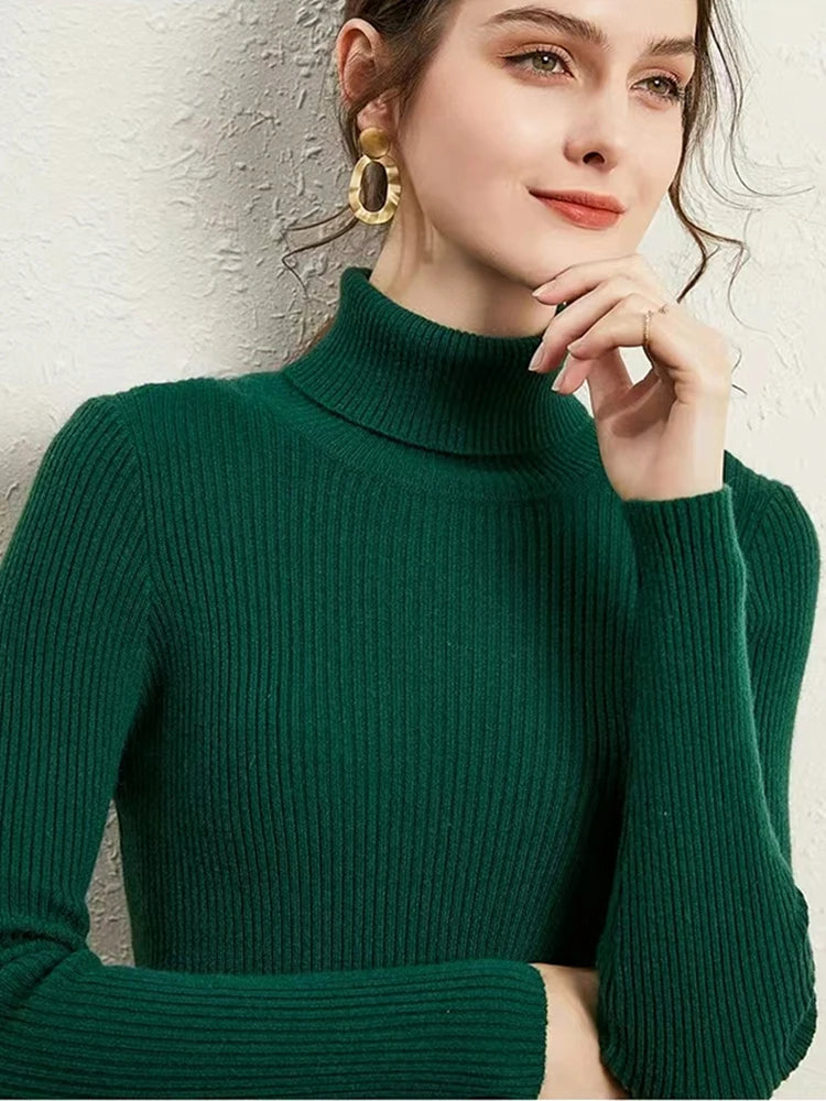 Dame Turtleneck Genser Strikket Langermet Komfortabel 11