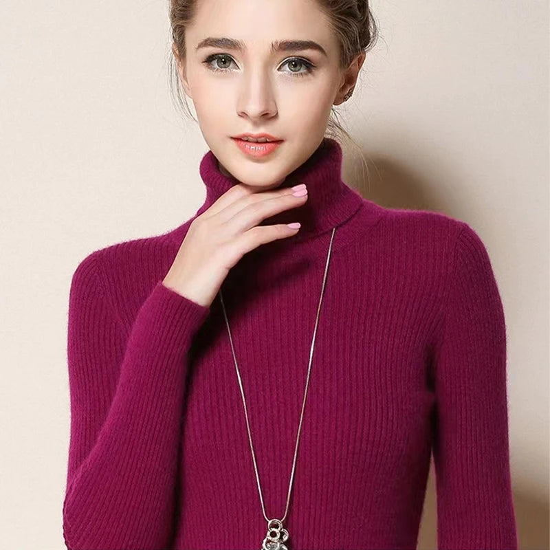 Dame Turtleneck Genser Strikket Langermet Komfortabel 13