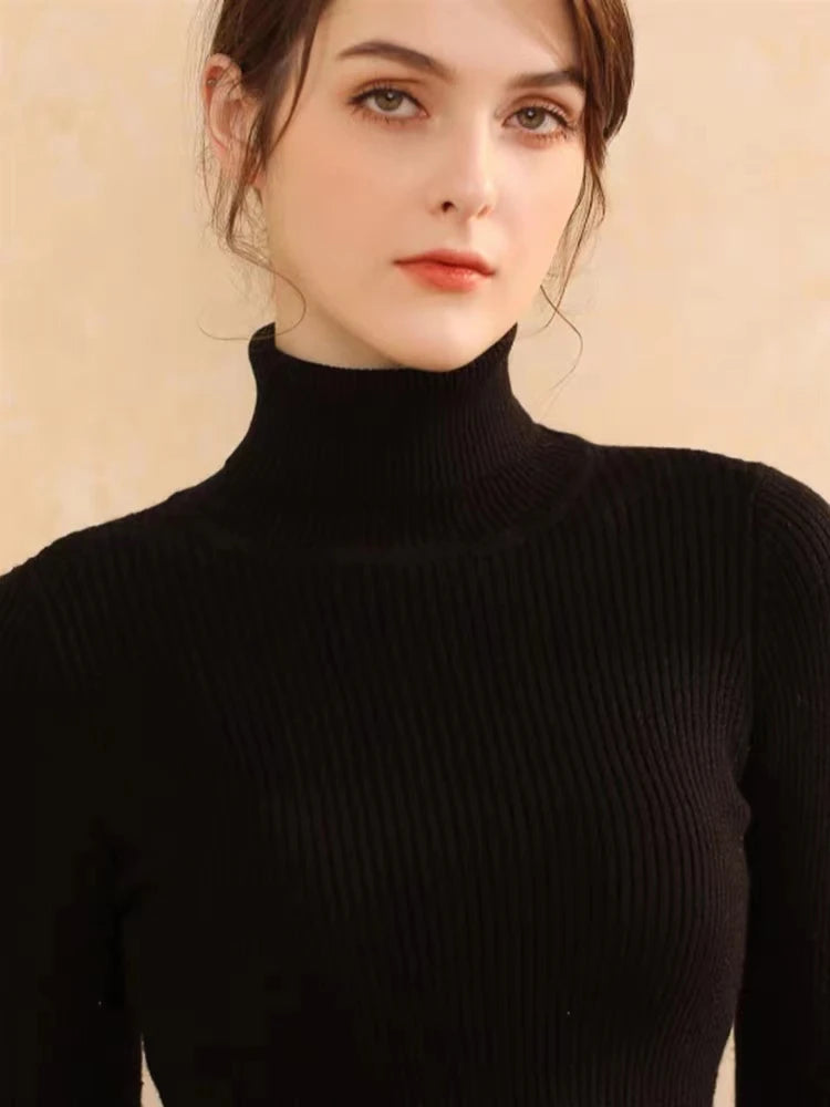 Dame Turtleneck Genser Strikket Langermet Komfortabel 14