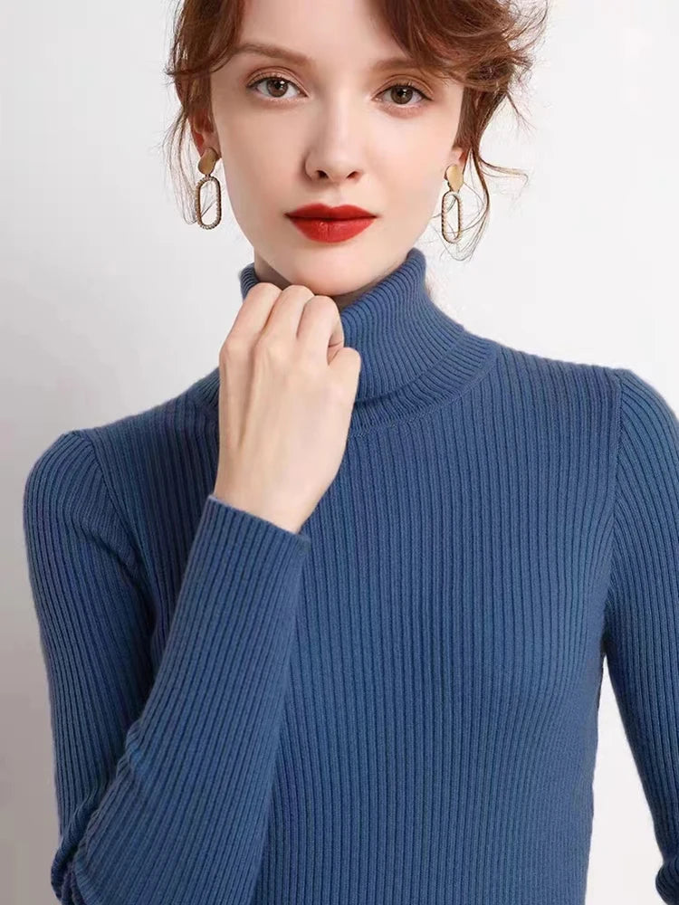 Dame Turtleneck Genser Strikket Langermet Komfortabel 2