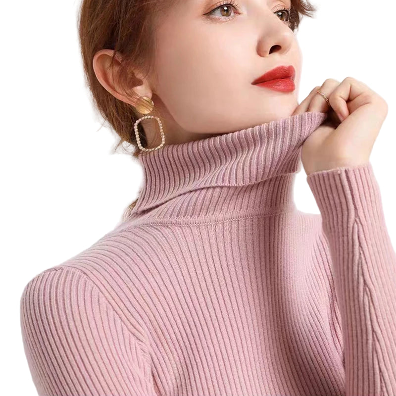 Dame Turtleneck Genser Strikket Langermet Komfortabel 6