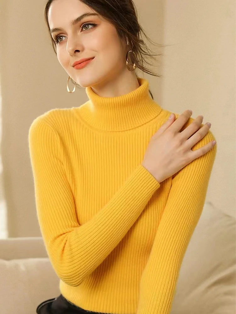 Dame Turtleneck Genser Strikket Langermet Komfortabel 7