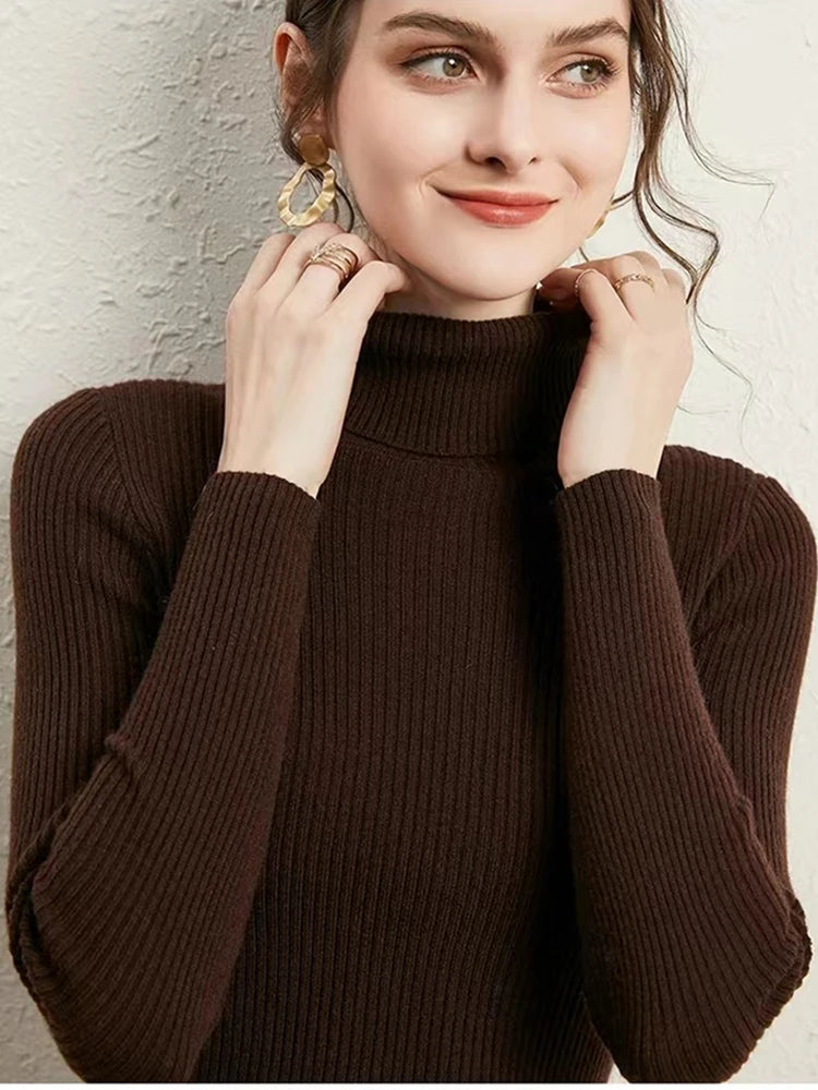 Dame Turtleneck Genser Strikket Langermet Komfortabel 8