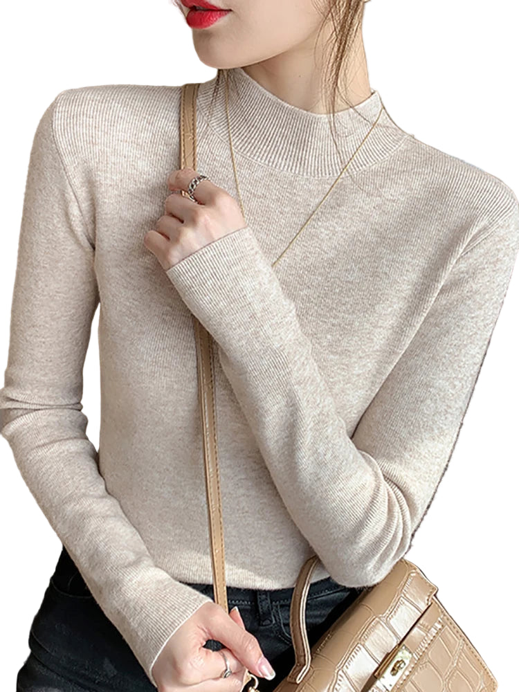 Dame Turtleneck Genser Strikket Langermet Komfortabel Stoff 0