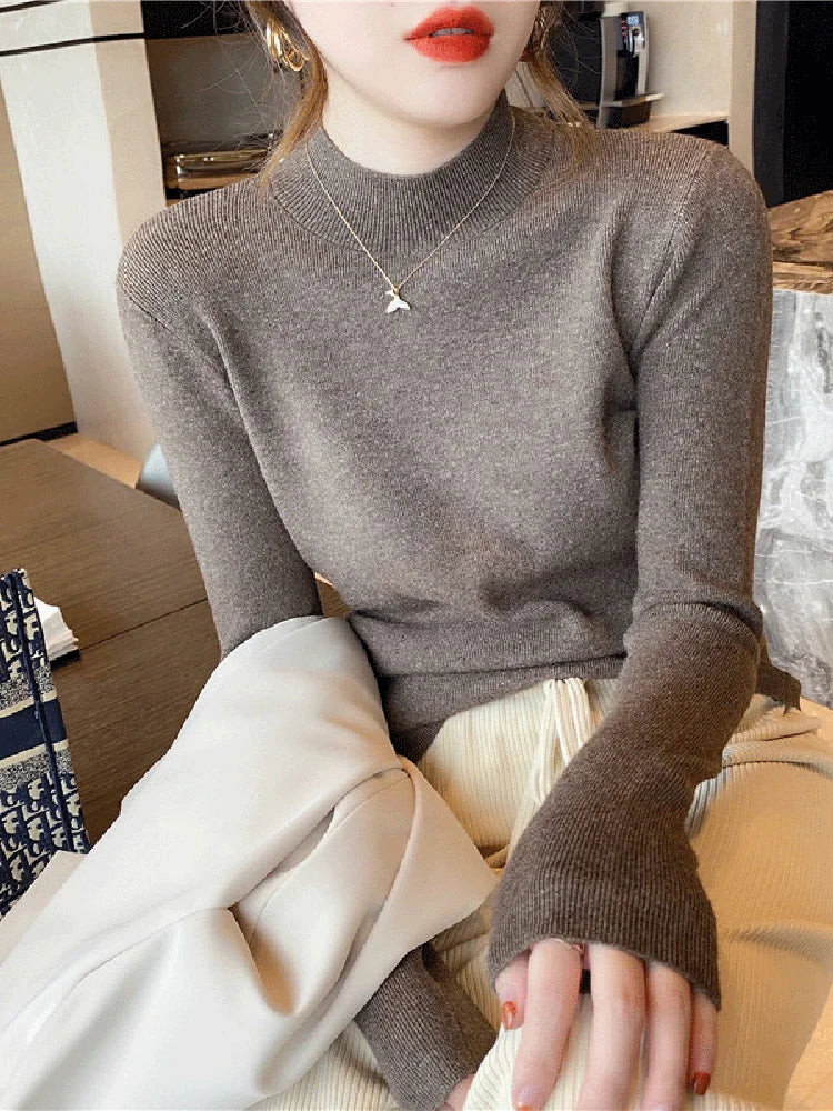 Dame Turtleneck Genser Strikket Langermet Komfortabel Stoff 5