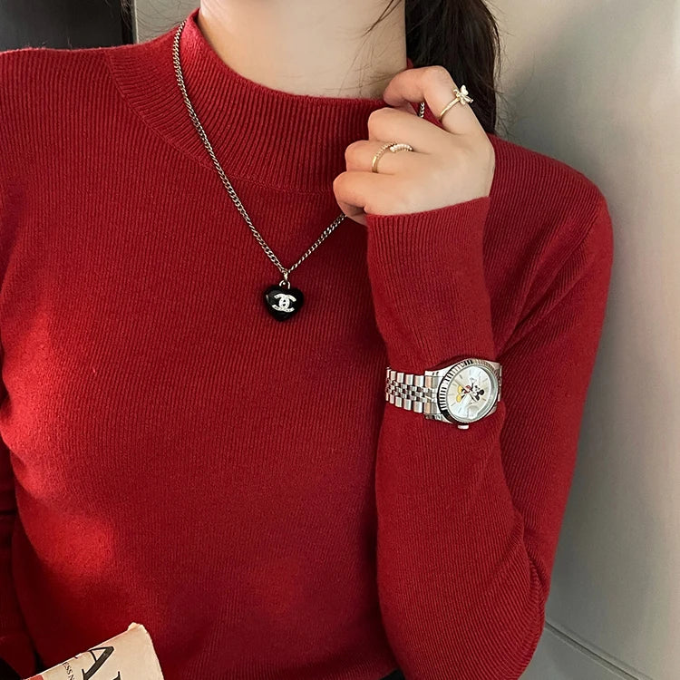 Dame Turtleneck Genser Strikket Langermet Komfortabel Stoff 8