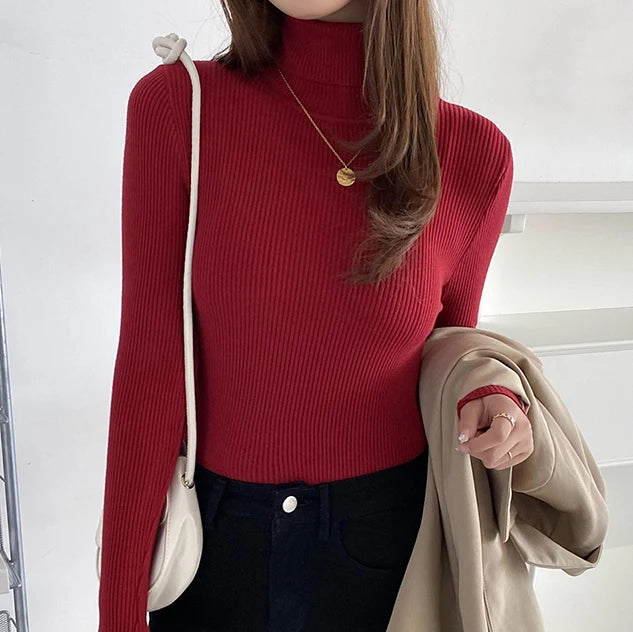 Dame Turtleneck Genser Strikket Ullblanding Myk 13