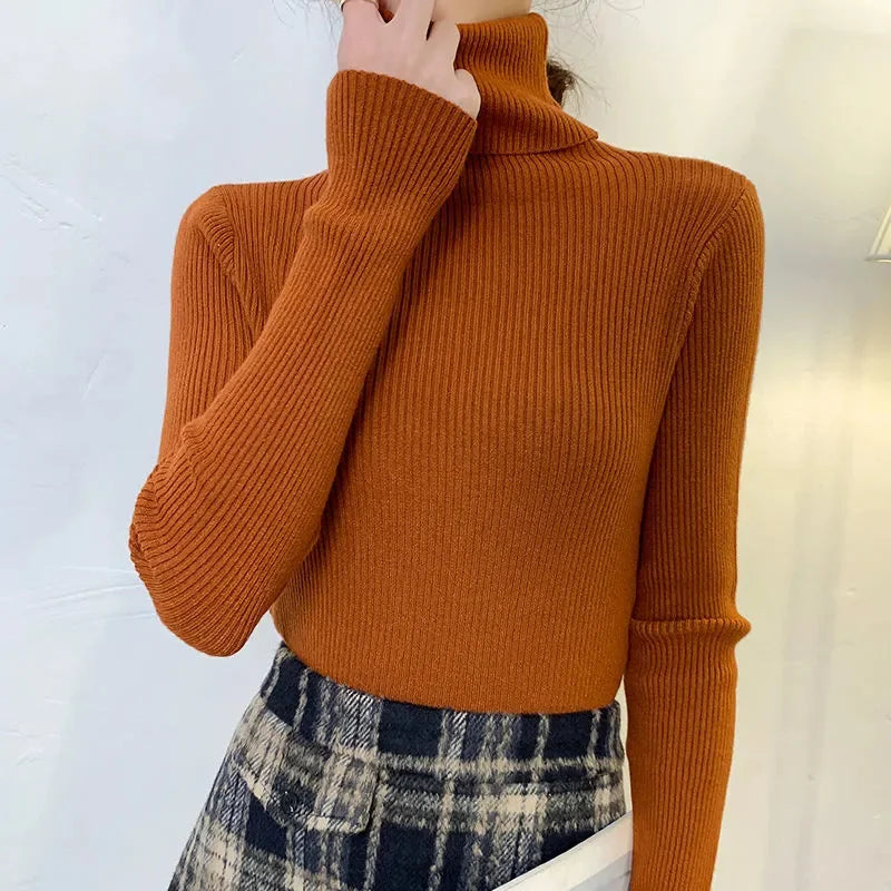 Dame Turtleneck Genser Strikket Ullblanding Myk 16