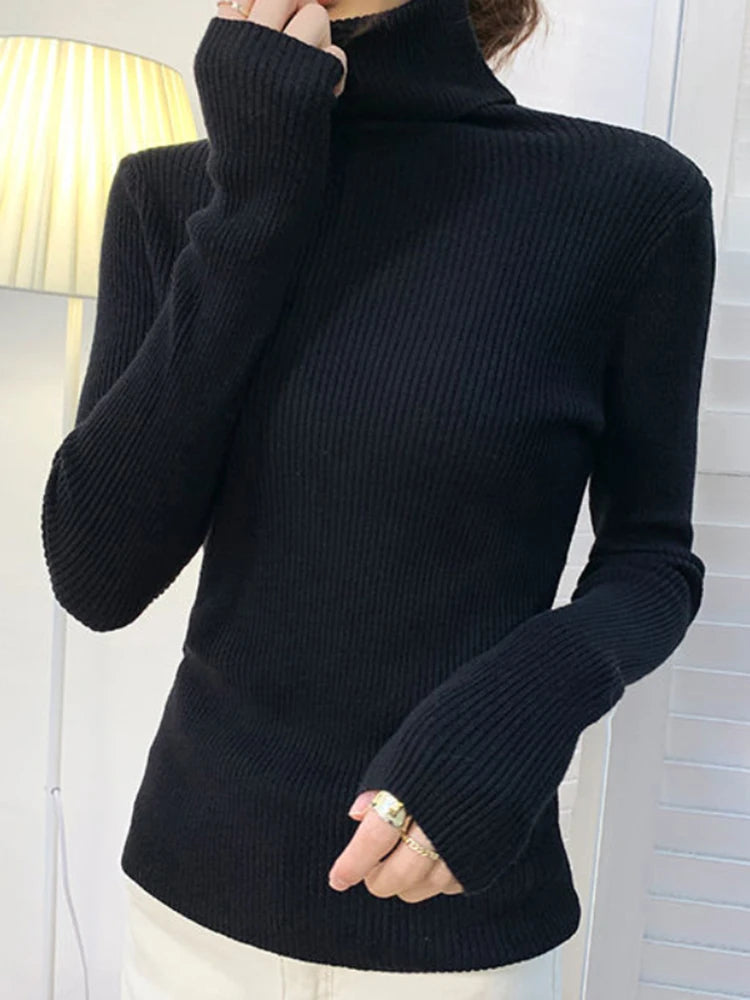 Dame Turtleneck Genser Strikket Ullblanding Myk 17
