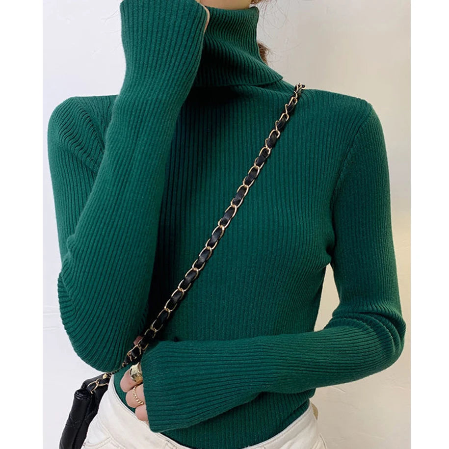 Dame Turtleneck Genser Strikket Ullblanding Myk 23