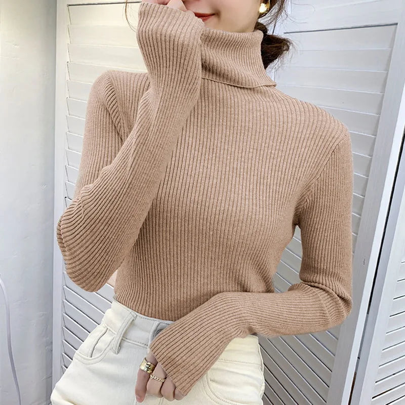 Dame Turtleneck Genser Strikket Ullblanding Myk 6